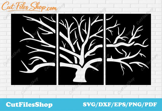 Tree wall decor dxf, Laser Cut Tree Wall Decor, laser cut wall art, Plasma dxf, tree dxf files, tree svg for cricut, panels dxf for plasma cut, tree dxf for plasma cut