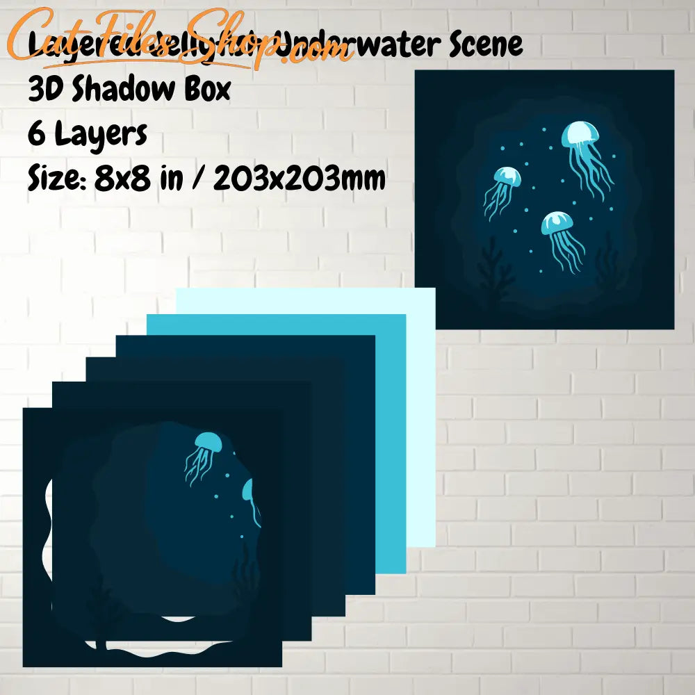 Digital download ocean shadow box SVG DXF PDF EPS cutting files
