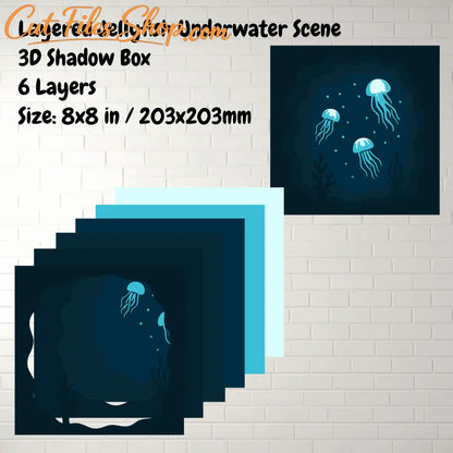 Digital download ocean shadow box SVG DXF PDF EPS cutting files