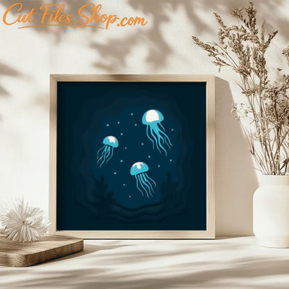 Multilayer jellyfish shadow box cutting files for laser and CNC