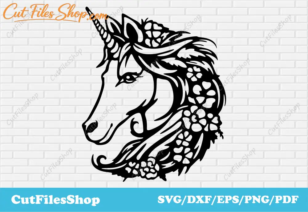Unicorn svg file, unicorn with flowers svg cut files, Unicorn Silhouette, Png for Shirts, Cut files for Cricut, Unicorn Free SVG Files, unicorn head svg free,  unicorn svg, birthday, cute unicorn svg, unicorn svg free download