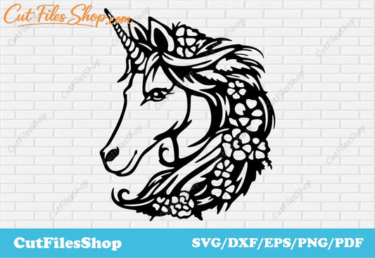 Unicorn svg file, unicorn with flowers svg cut files, Unicorn Silhouette, Png for Shirts, Cut files for Cricut, Unicorn Free SVG Files, unicorn head svg free,  unicorn svg, birthday, cute unicorn svg, unicorn svg free download