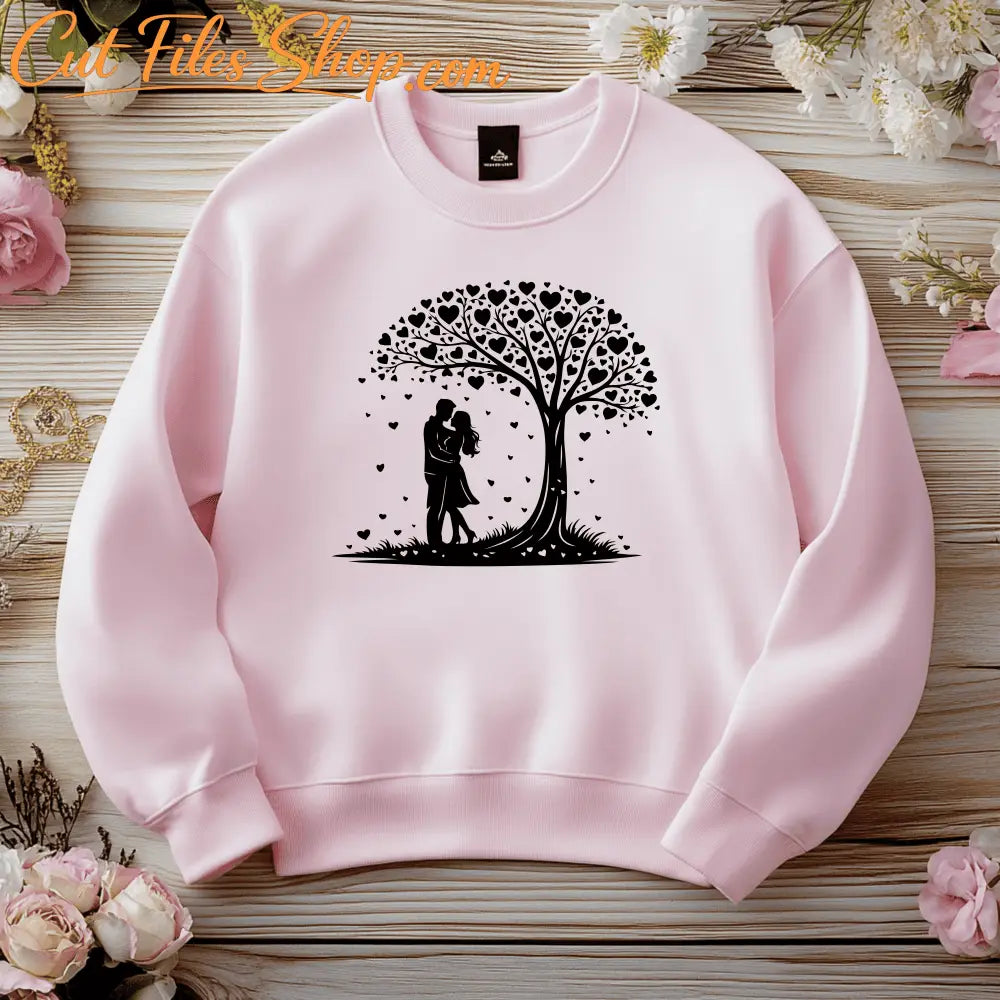 love tree couple silhouette svg for cricut
