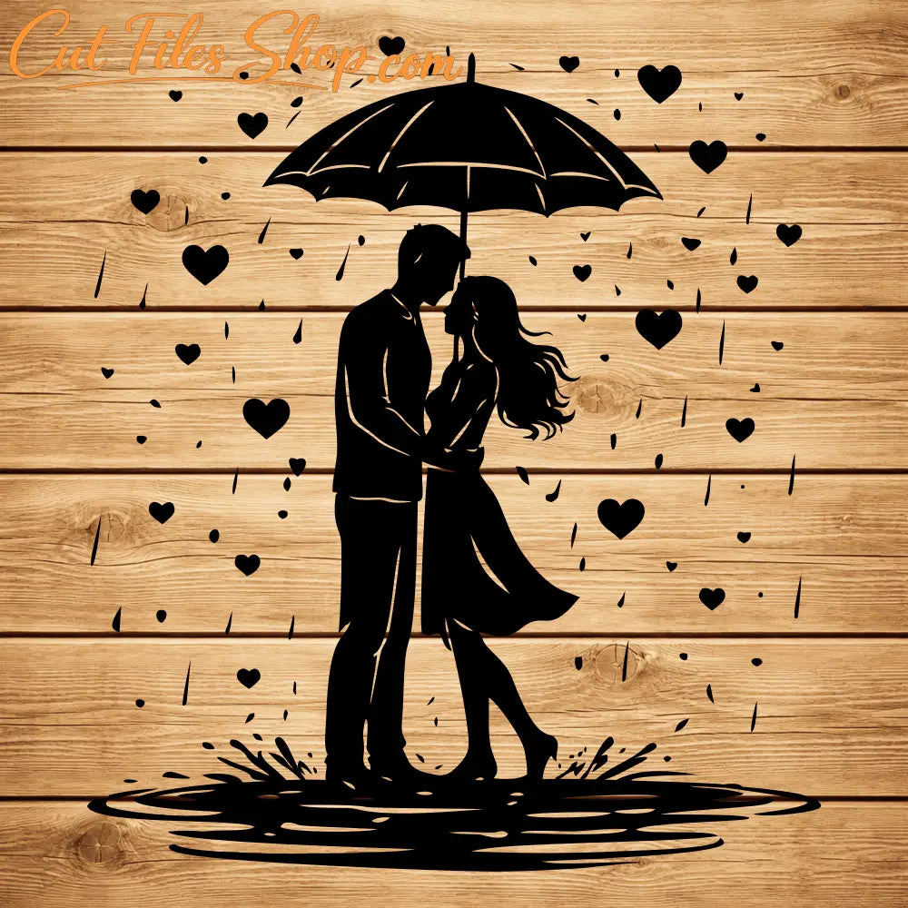 romantic umbrella couple svg laser cut