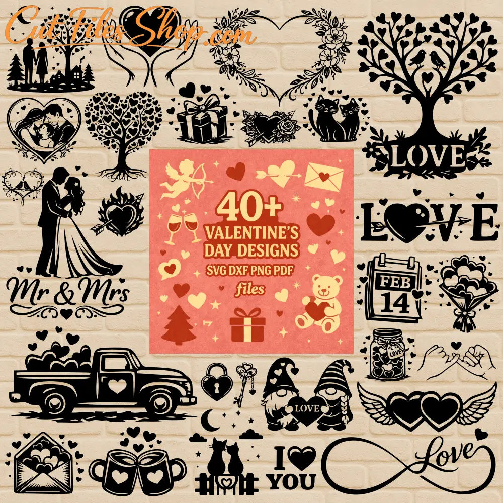 Valentines Day SVG DXF EPS PNG bundle for Cricut, laser cutting, CNC and sublimation