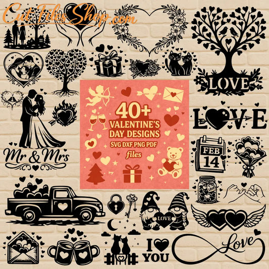 Valentines Day SVG DXF EPS PNG bundle for Cricut, laser cutting, CNC and sublimation