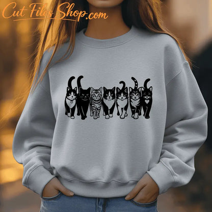 Multiple cats walking SVG PNG for Sublimation T-shirt design