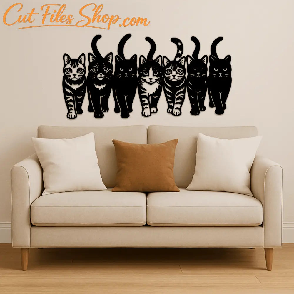 Walking cats animal design SVG DXF EPS for CNC, plasma cutting and laser art