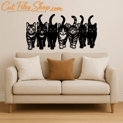 Walking cats animal design SVG DXF EPS for CNC, plasma cutting and laser art