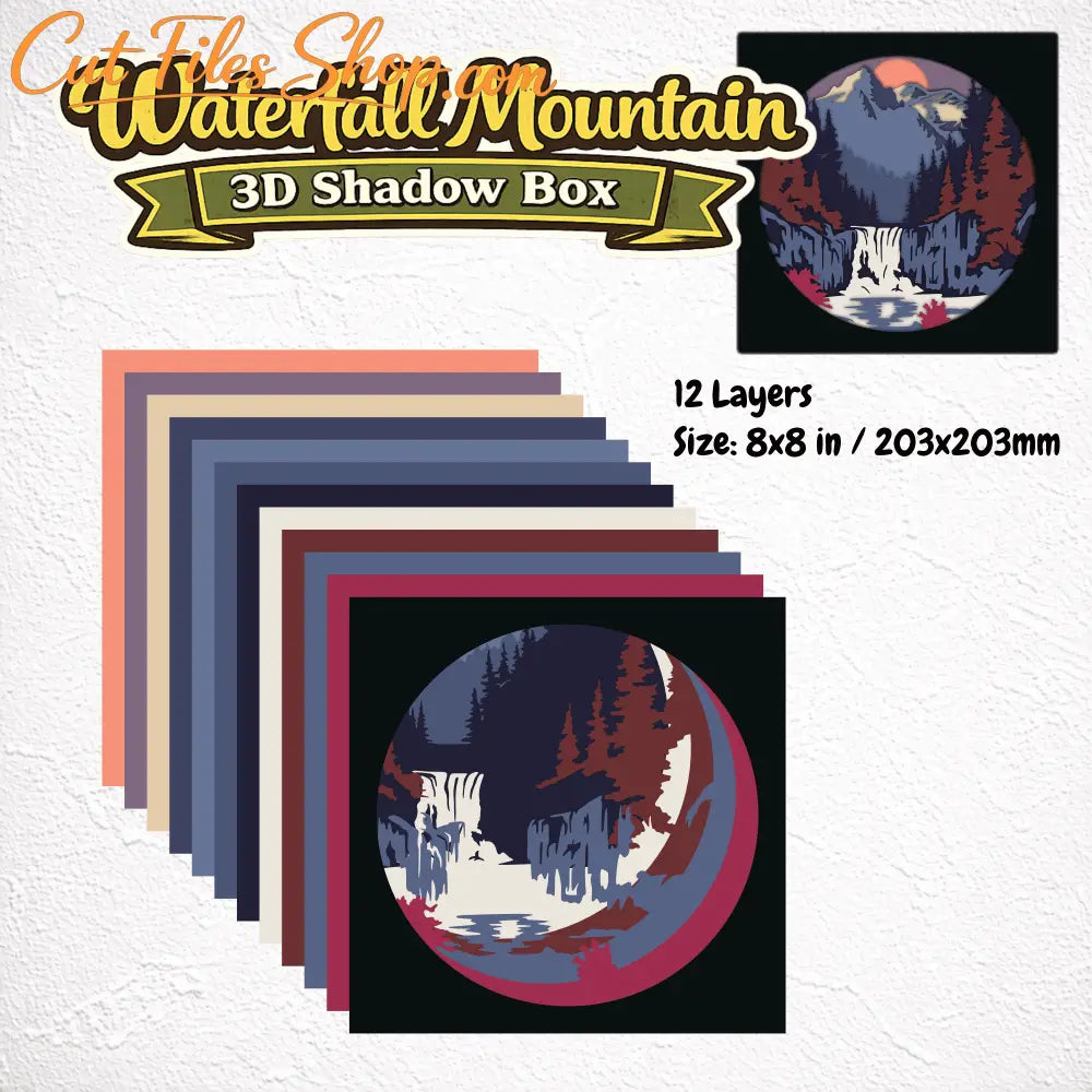 multilayer waterfall svg for cricut and silhouette