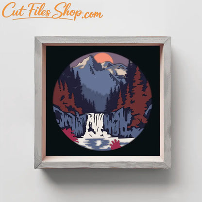 nature layered svg shadow box waterfall scene