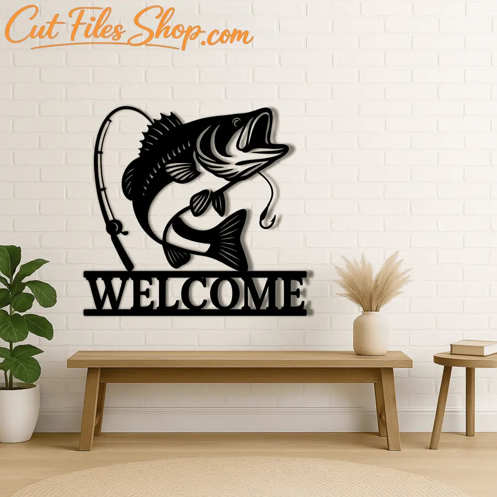 Fishing welcome sign SVG DXF for rustic wall art