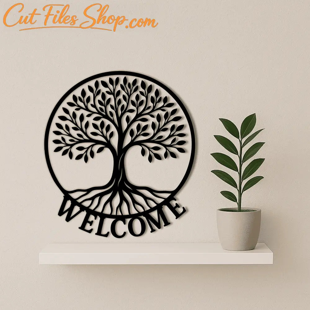 Tree of life Welcome sign design bundle SVG DXF for xTool, Silhouette and laser projects