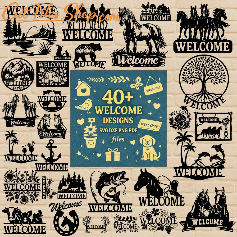 Welcome Sign SVG DXF EPS PNG bundle for Cricut, laser cutting, CNC and plasma