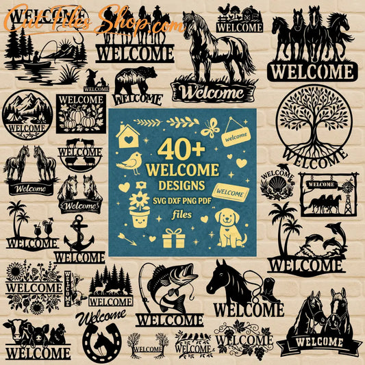 Welcome Sign SVG DXF EPS PNG bundle for Cricut, laser cutting, CNC and plasma