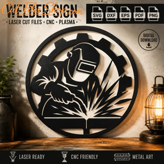 Welder sign SVG DXF laser cut metal wall art digital download.