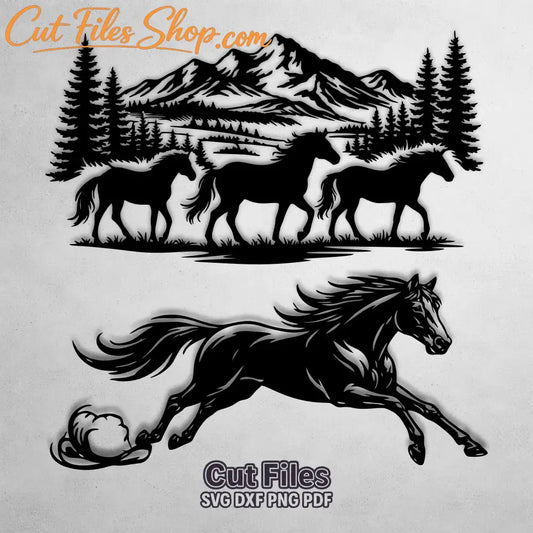 wild horse silhouette svg laser files