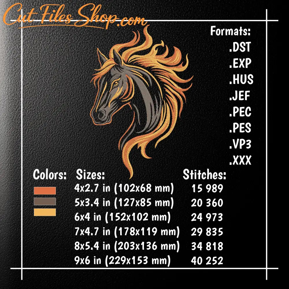 Wild horse embroidery design for jackets