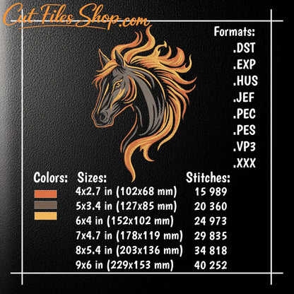 Wild horse embroidery design for jackets