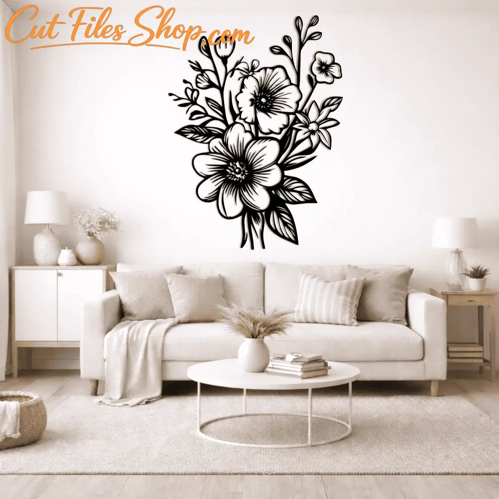 CNC floral engraving file in DXF and SVG formats for plasma cutting
