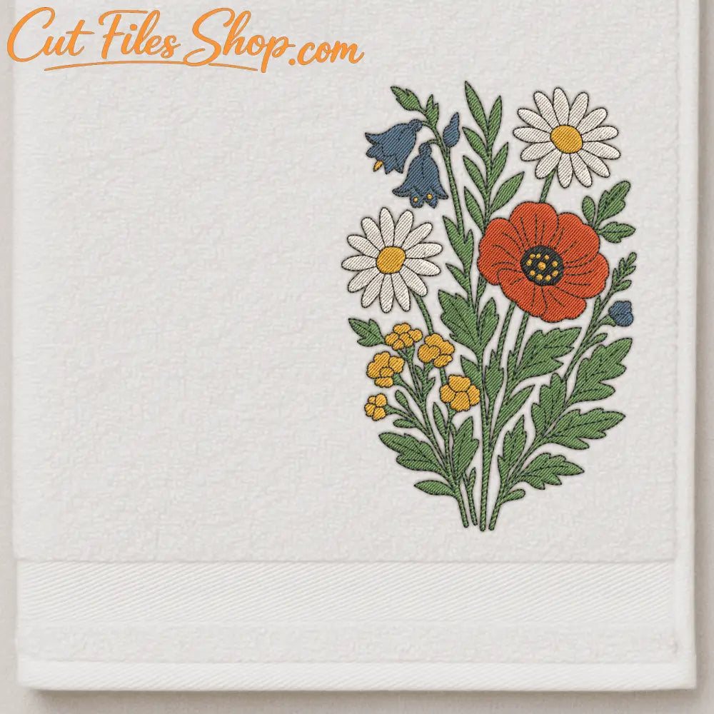 Wildflowers stitch file in JEF, DST, XXX formats
