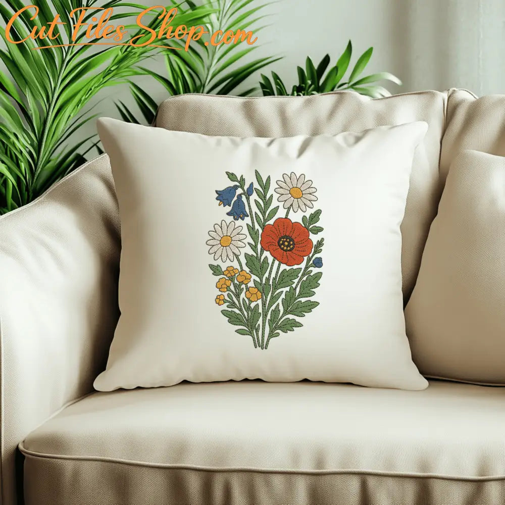 Spring flowers embroidery design for machine