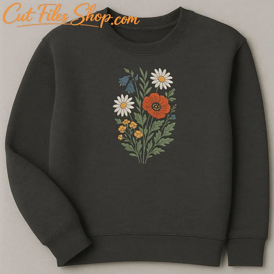 Delicate floral embroidery in PES and DST formats