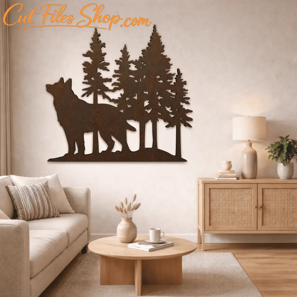 Wolf forest silhouette vector file