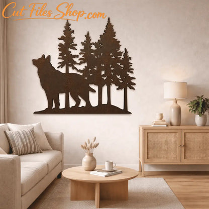 Wolf forest silhouette vector file