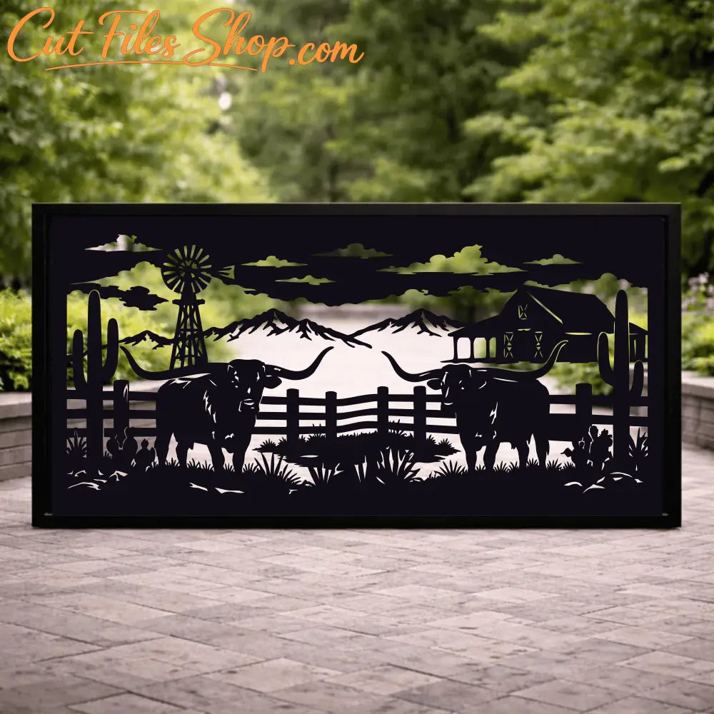CNC plasma and laser cut wildlife decorative panels with forest landscape vector files