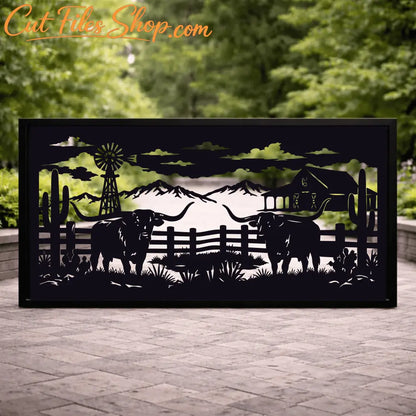 CNC plasma and laser cut wildlife decorative panels with forest landscape vector files