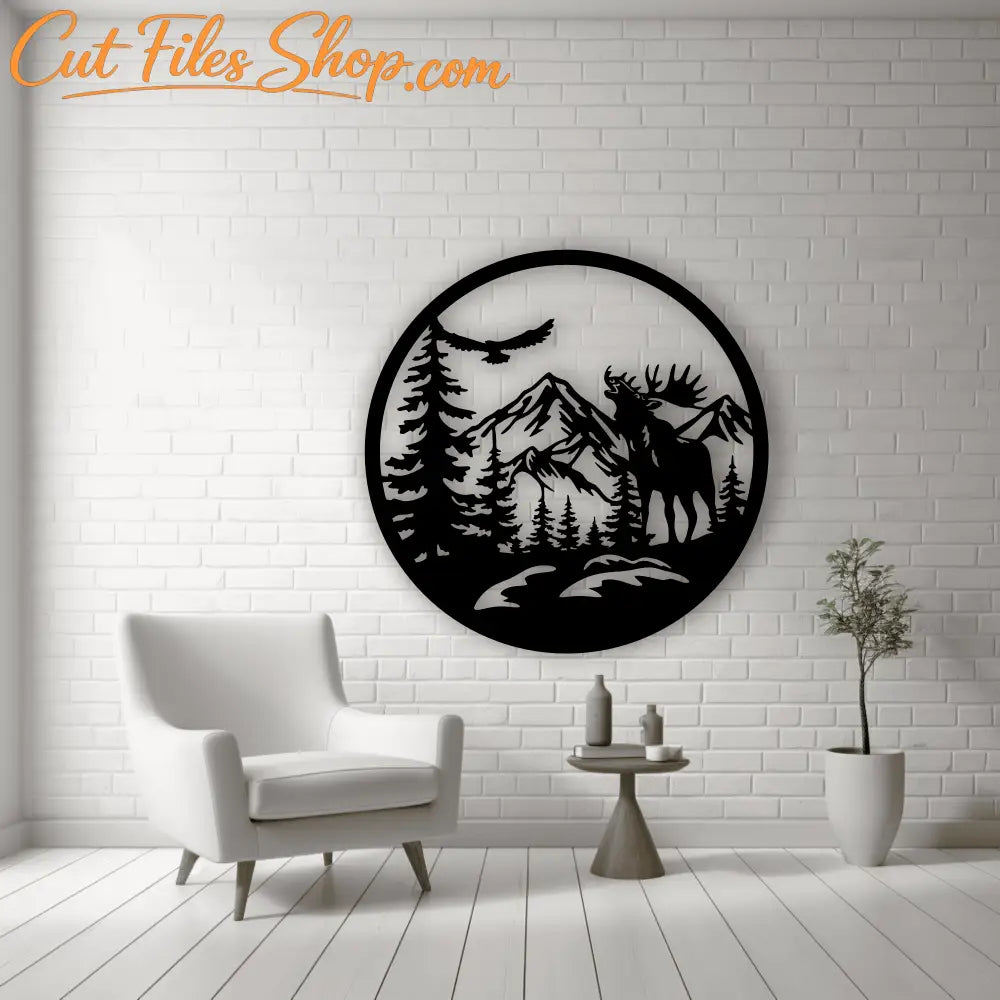 Moose scene SVG and DXF – Laser Cutting and DIY Wall Decor Projects