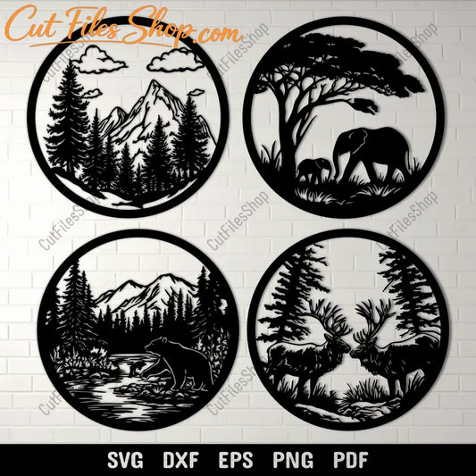 Wildlife Scene DXF for CNC, SVG for Cricut & Laser Cutting