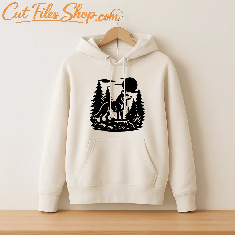 wolf forest scene for laser engraving and Sublimation printing