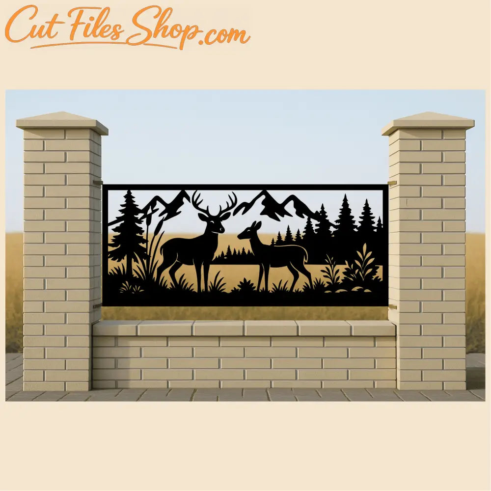 Forest animal silhouette panels SVG PNG for fence and railing inserts