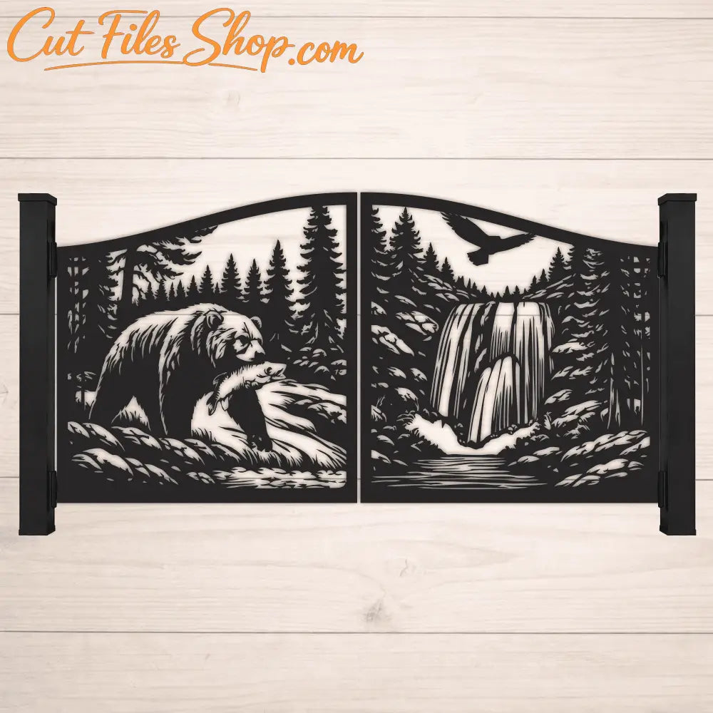 Bear and mountain gate panel DXF design