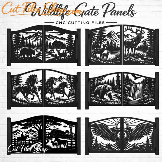 Wildlife gate panels SVG DXF bundle for CNC plasma cutting