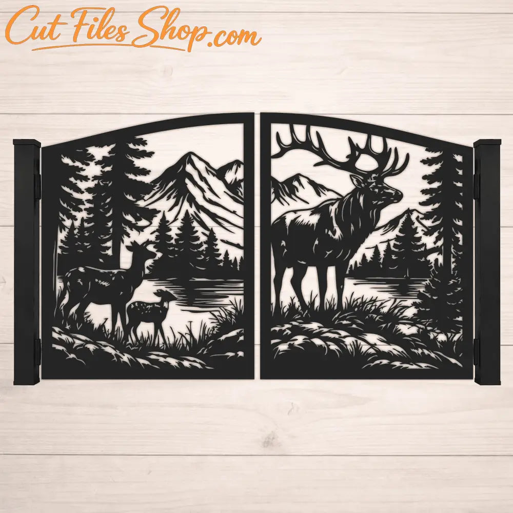 Deer and forest decorative fence panel design