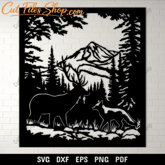 Wildlife Panel CNC Cutting Files, DXF for Laser & Plasma, SVG for Cricut & Vinyl