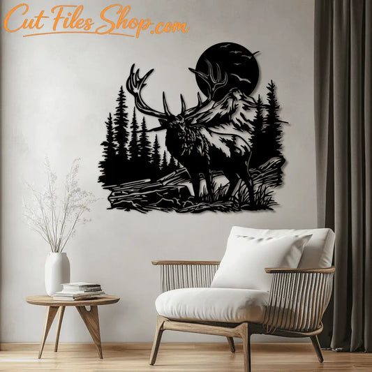 Deer & Moose Wildlife Scene DXF, Laser & Plasma Cutting Files