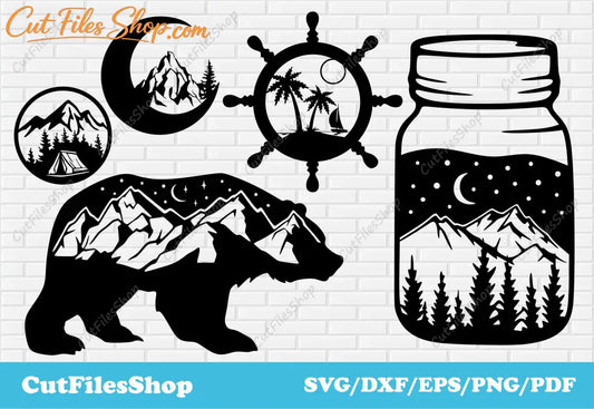 Wildlife scenes dxf, SVG files for CNC machines, vector images for cricut, DXF for laser cut, DXF files wildlife , dxf metal art files, dxf for decor making, dxf for metal cutting, clip art vinyl stickers, plasma cutting metal files, dxf images, wild animals scenes dxf