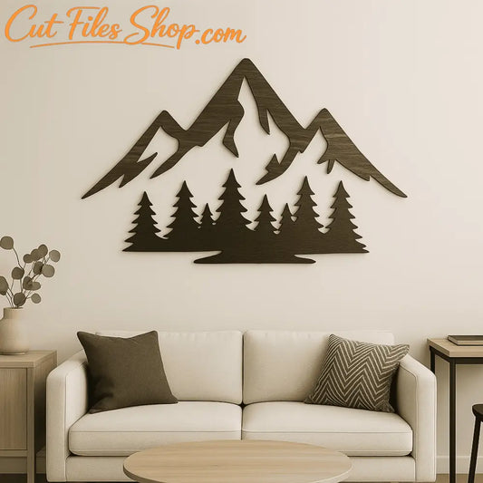 Mountain and forest DXF designs for Cricut Silhouette CNC