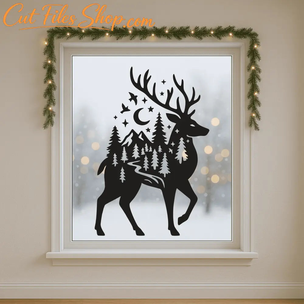 Deer and pine forest SVG cutting file for adventure décor