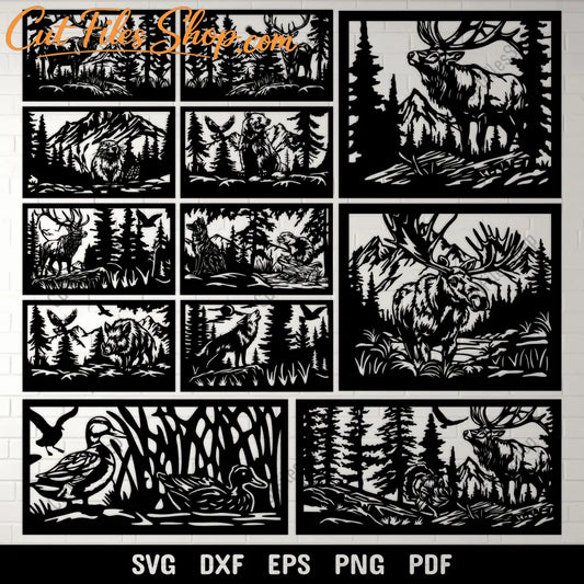 wildlife forest scene svg