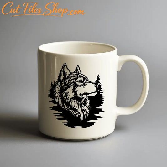 Howling Wolf Scene SVG for Cricut Crafts, Silhouette Wolf Design, DXF for CNC Projects