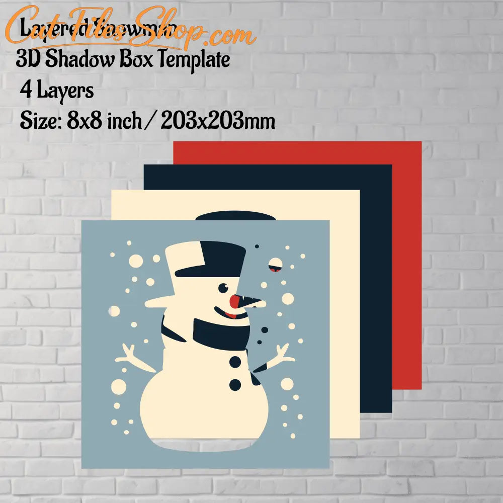 Paper Snowman Shadow Box, 3D Layered Art, SVG for Silhouette Cricut, DIY Christmas Home Decor, Instant Download Template, Creat Now!