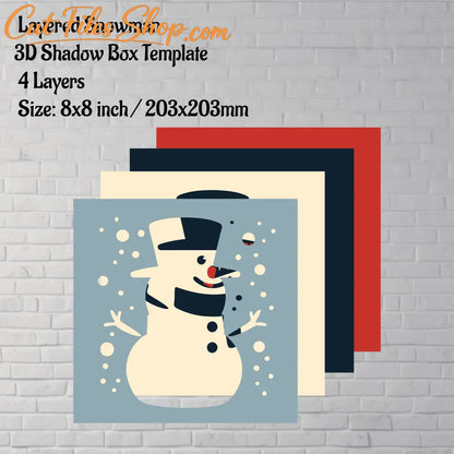 Paper Snowman Shadow Box, 3D Layered Art, SVG for Silhouette Cricut, DIY Christmas Home Decor, Instant Download Template, Creat Now!