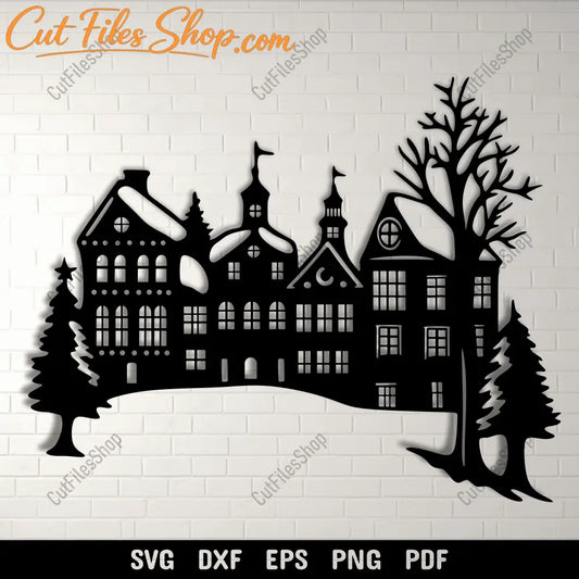 Preview of Winter Village SVG for Cricut & Vinyl Cutting Projects