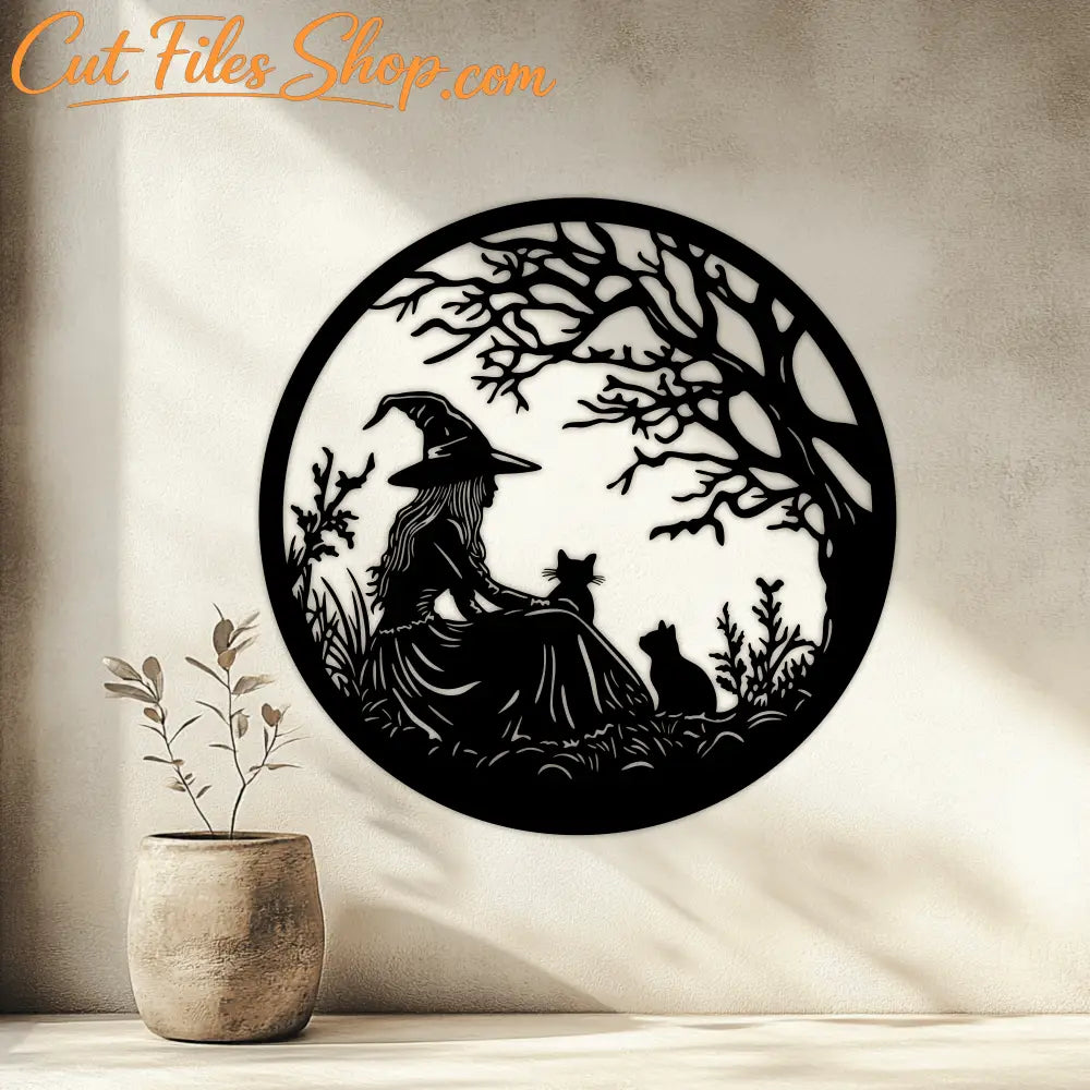 Witch and Cats SVG & DXF Files for Cricut, Silhouette, and CNC, Trendy DIY T-Shirt Design, DIY Halloween decor, Premium SVG files