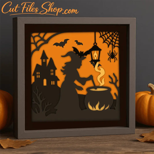 Layered witch brewing potion Halloween cutting file for Cricut
